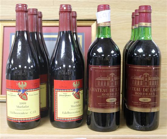 Six bottles of 1977 Bordeaux and six bottles of Murfatler 1999 Sauvignon (12)